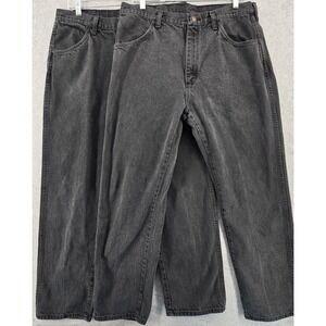 2 Pair Vtg Men's Rustler Work Jeans Bundle Sz 36x30 (Actual 35x29) Black Cotton